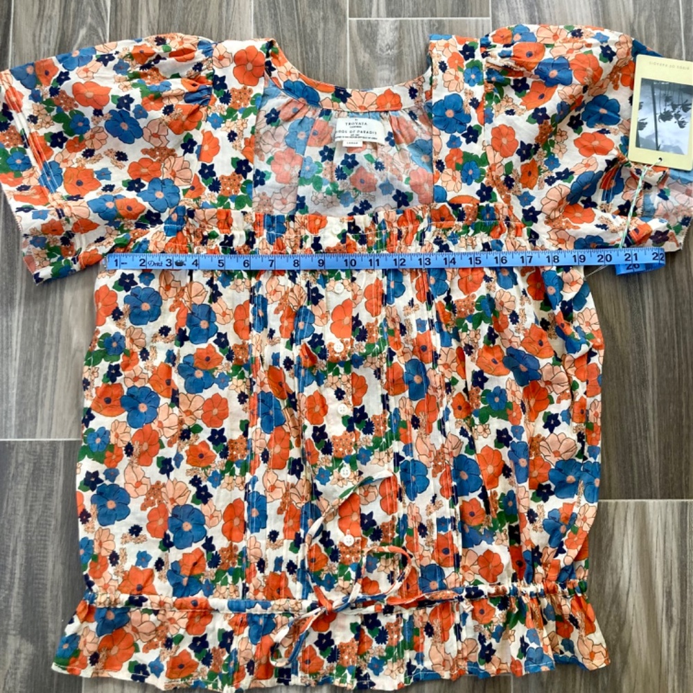 NWT Trovata Lorita Marina Floral Blouse Large - Picture 4 of 9